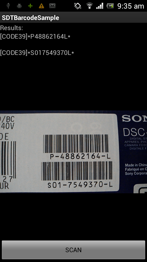SD-TOOLKIT Barcode Reader SDK for Android screenshot